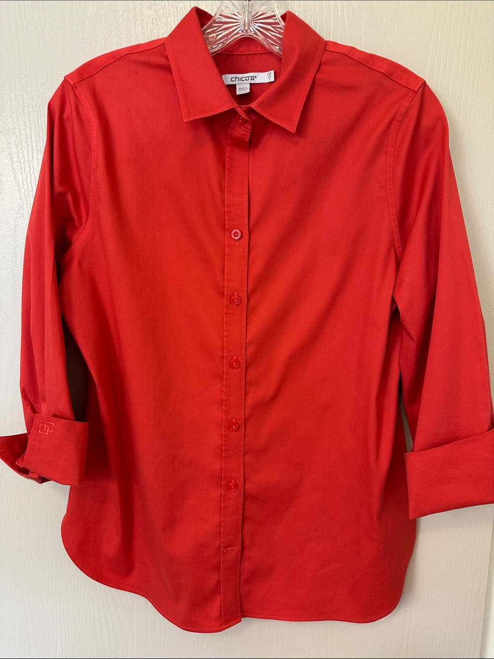 Chico's tangerine Button-Front no iron Shirt